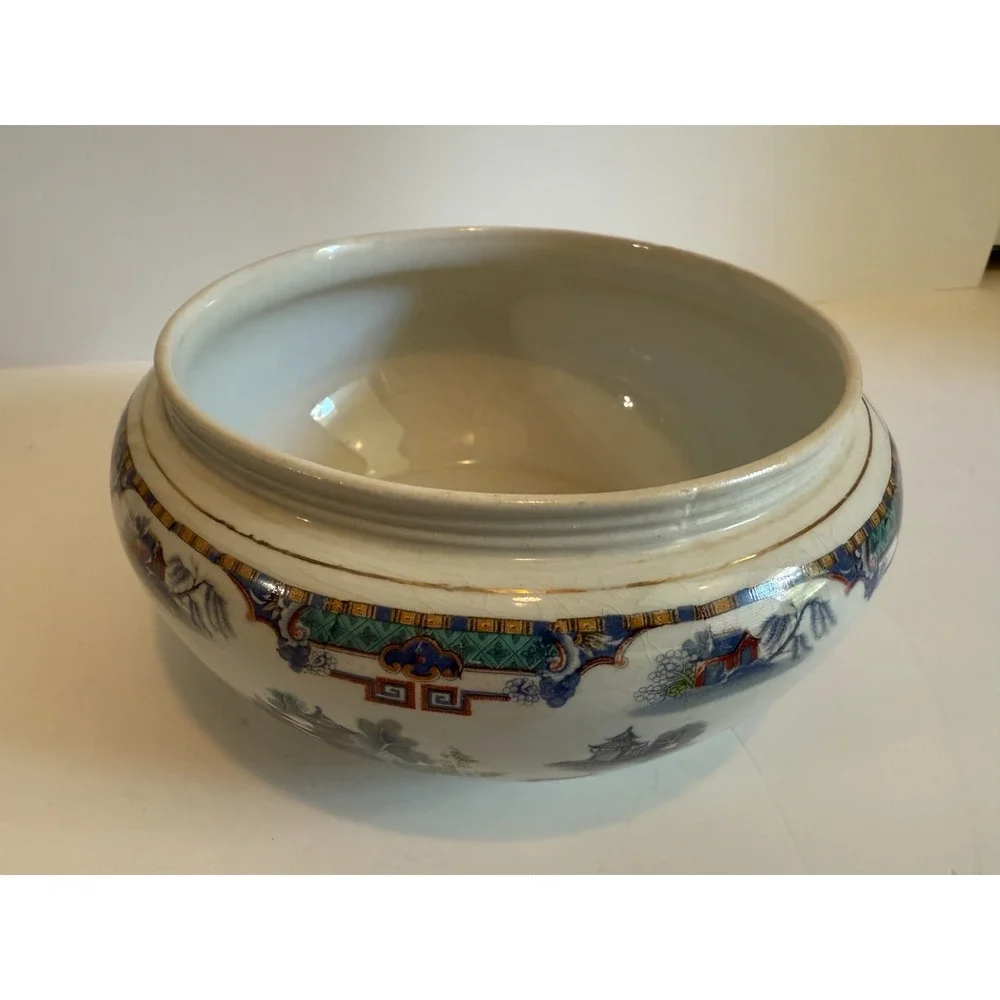 Rare Antique Royal Winton Grimwades Japan Large Asian Bowl England Vase Round‎